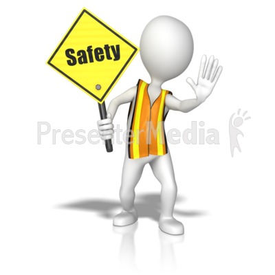 Stick Figure In A Safety Vest Holding A Presentation clipart