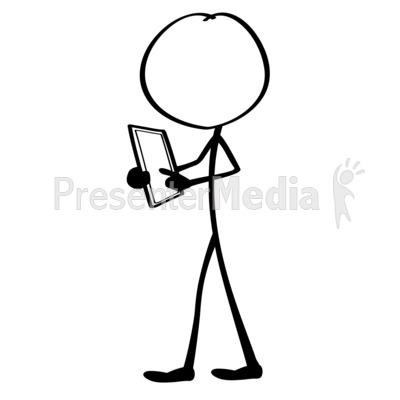 Line Figure With Tablet Presentation clipart