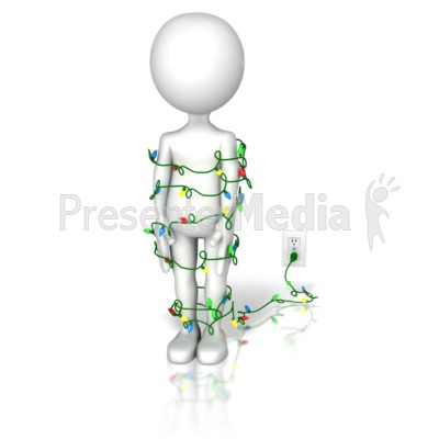 Stick Figure Wrapped In Christmas Lights Presentation clipart