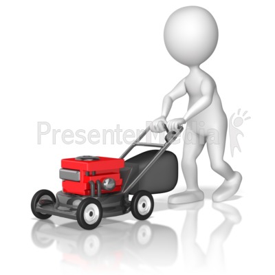Figure Pushing Lawnmower Presentation clipart