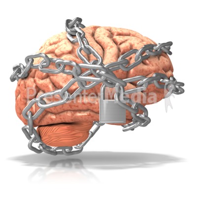 Brain Locked Up in Chains Presentation clipart