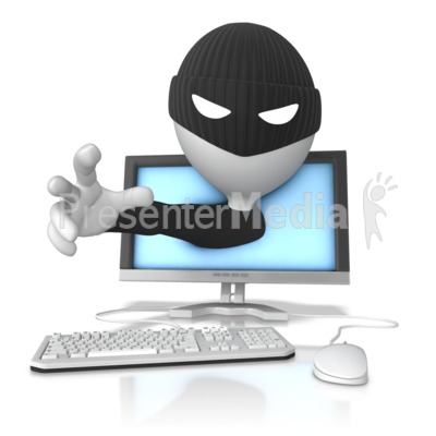 Thief Emerging From Monitor Presentation clipart