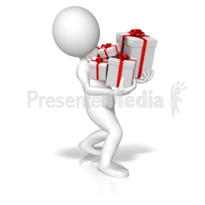 Figure Carrying Christmas Presents Presentation clipart