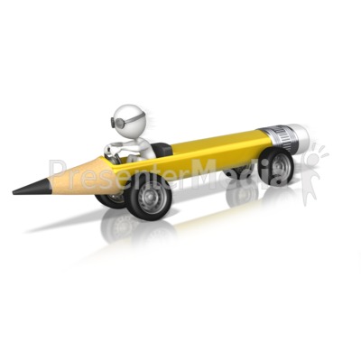 Stick Figure Driving Pencil Presentation clipart