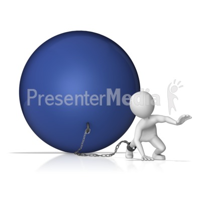 Figure Chained To Weight Presentation clipart