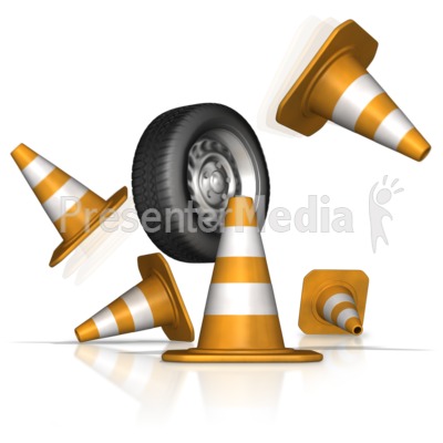 Tire Crash Through Safety Cones Presentation clipart