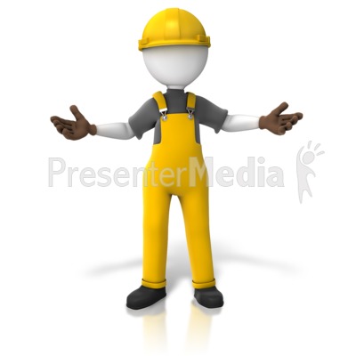 Construction Worker Presenting Two Sides Presentation clipart