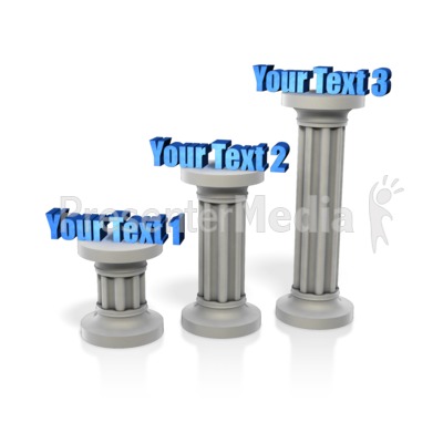 Three Pillar Staggered Height Text Presentation clipart