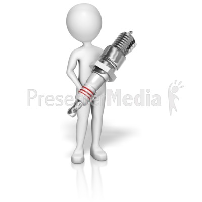 Stick Figure Spark Plug Presentation clipart