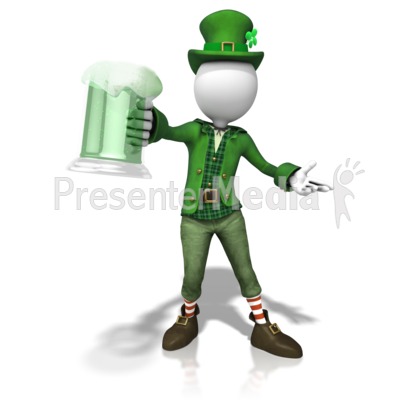 Stick Figure Leprachaun Cheers Presentation clipart