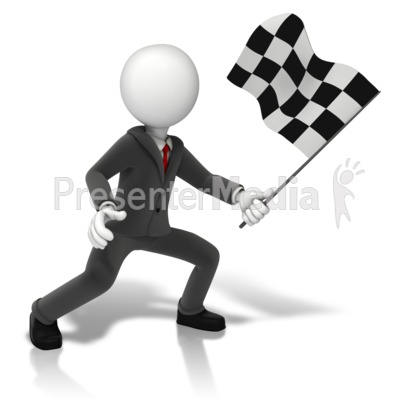 Business Figure Holding Checkered Flag Presentation clipart
