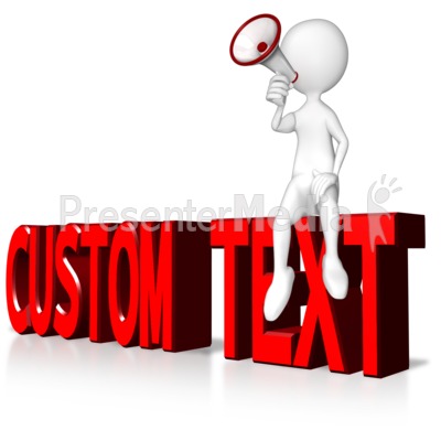 Stick Figure Sitting On Text With Megaph Presentation clipart