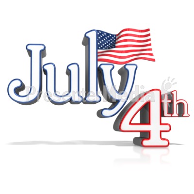 July 4th Text With Flag Presentation clipart