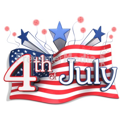 American Flag Behind Fourth of July Text Presentation clipart