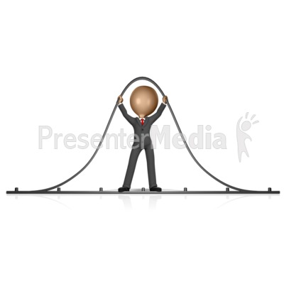 Business Figure Holding Up Bell Curve Presentation clipart