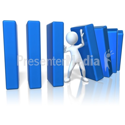 Figure Stopping Dominos Presentation clipart