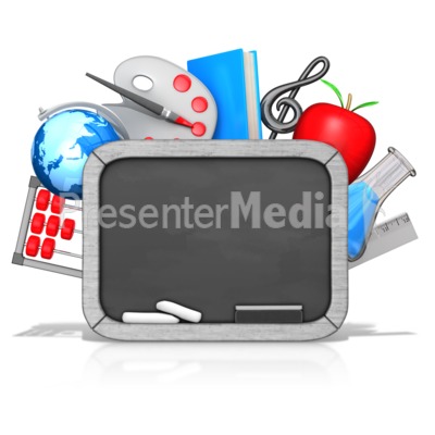 Blackboard Tablet With School Items Presentation clipart