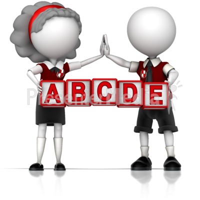 School Children Holding Custom Blocks Presentation clipart