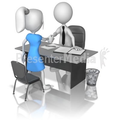 Stick Figure Interview Woman Hand Shake Presentation clipart