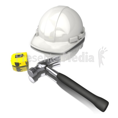 Construction Worker Tools White Hard Hat Presentation clipart
