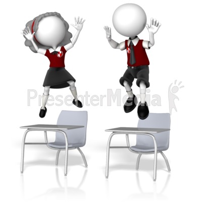 Students Jumping On Desks Presentation clipart