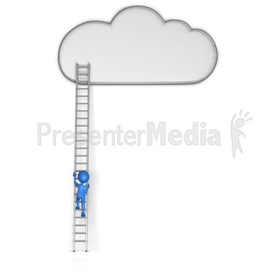 Figure Climbing Ladder To Cloud Presentation clipart