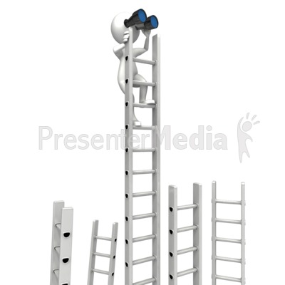 Climbing Corporate Ladder With Binocular Presentation clipart
