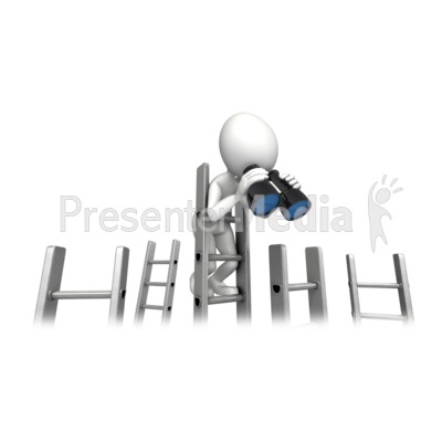 Climbing Corporate Ladder With Binocular Presentation clipart