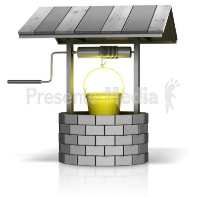 Wishing Well with Gold Bucket Presentation clipart