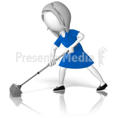 Woman Stick Figure Sweeping Presentation clipart