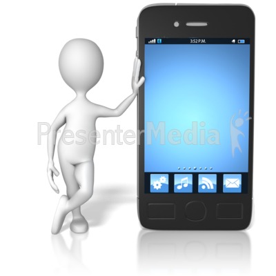 Stick Figure Leaning On Smart Phone Presentation clipart