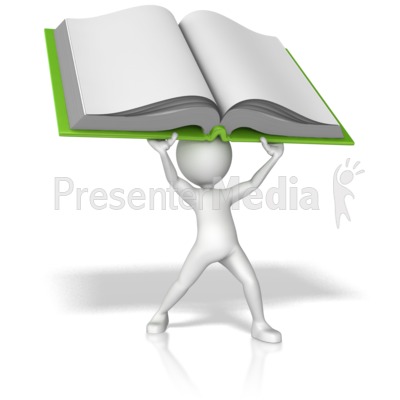 Stick Figure Holding Book Above His Head Presentation clipart