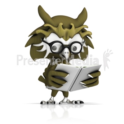 Owl Reading Book Presentation clipart