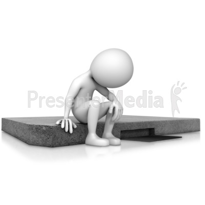 Depressed Figure Sitting On Curb Presentation clipart