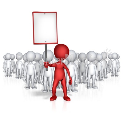 Figure Holding Sign With Followers Presentation clipart