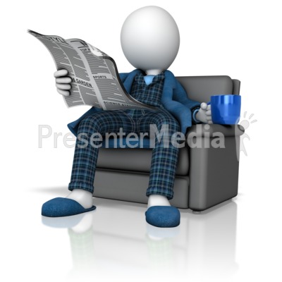 Figure Reading Newspaper in Pajamas Presentation clipart