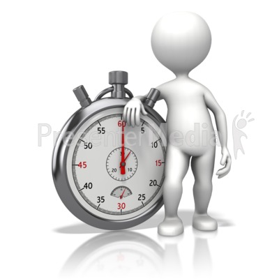 Stick Figure Leaning On Stopwatch Presentation clipart