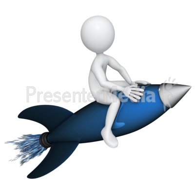 Figure Riding a Rocket Presentation clipart