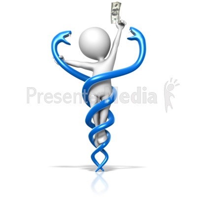 Figure Trapped By Medical Caduceus Presentation clipart