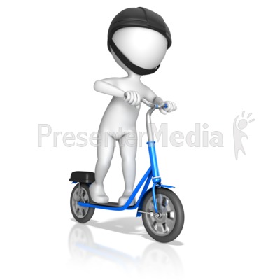 Figure Riding On Standup Scooter Presentation clipart