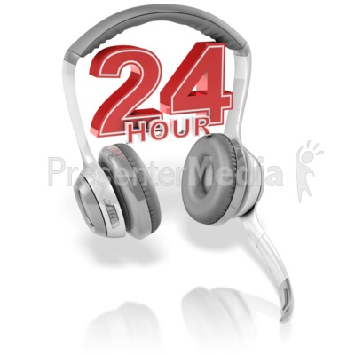 24 Hour Headset Presentation clipart