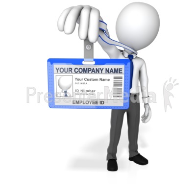 Figure Holding Out Id Badge Presentation clipart