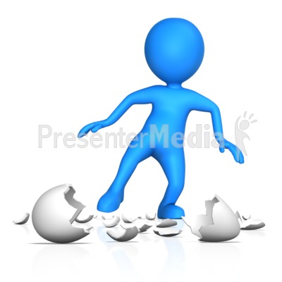 Figure Walking On Egg Shells Presentation clipart
