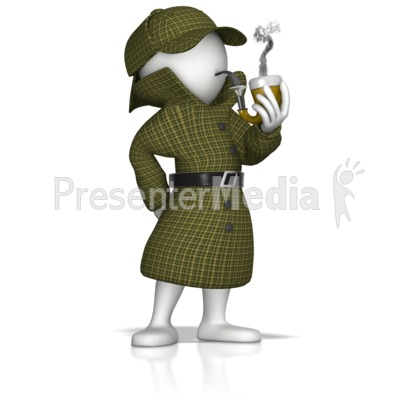 Detective Thinking With Pipe Presentation clipart