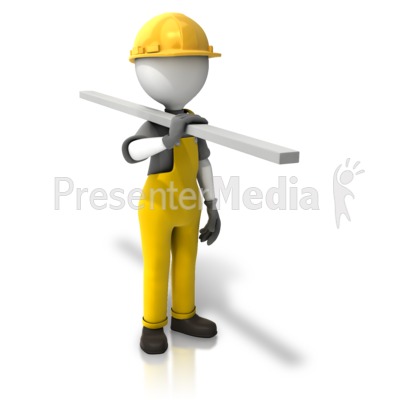 Construction Figure Carrying Wood Presentation clipart