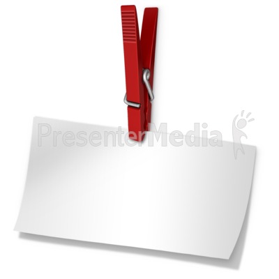 Clothespin Holding Blank Paper Note Presentation clipart