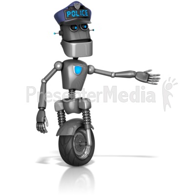 Robot Retro Cop Gesuture To The Side Presentation clipart