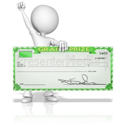 Figure Celebrating Grand Prize Check Presentation clipart