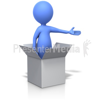 Standing In Box Gesturing With Arm Presentation clipart