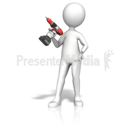 Figure Gripping Cordless Drill Presentation clipart